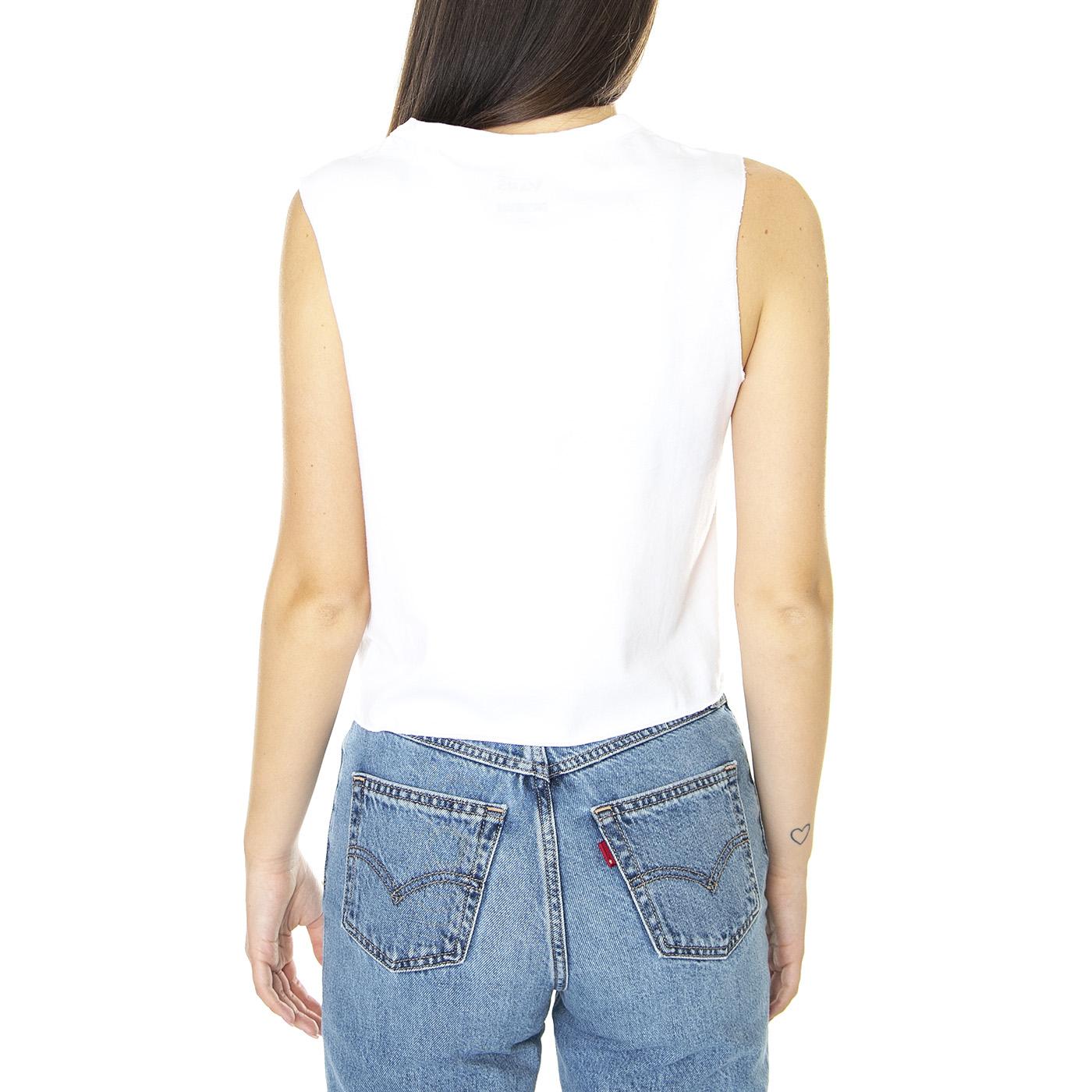 Wm Junior V Muscle Crop White - Maglietta Girocollo Smanicata Donna Bianca VN0A4DNGWHT1  VANS 