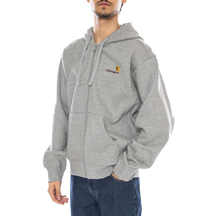 Hooded American Script Jacket Grey Heather - Felpa con Cappuccio Uomo Grigia I033063.V6XX . CARHARTT WIP 