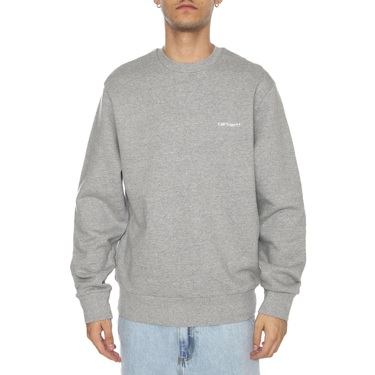 Script Embroidery Sweat Grey Heather / White - Felpa Uomo Grigia I034496.00DXX . CARHARTT WIP 