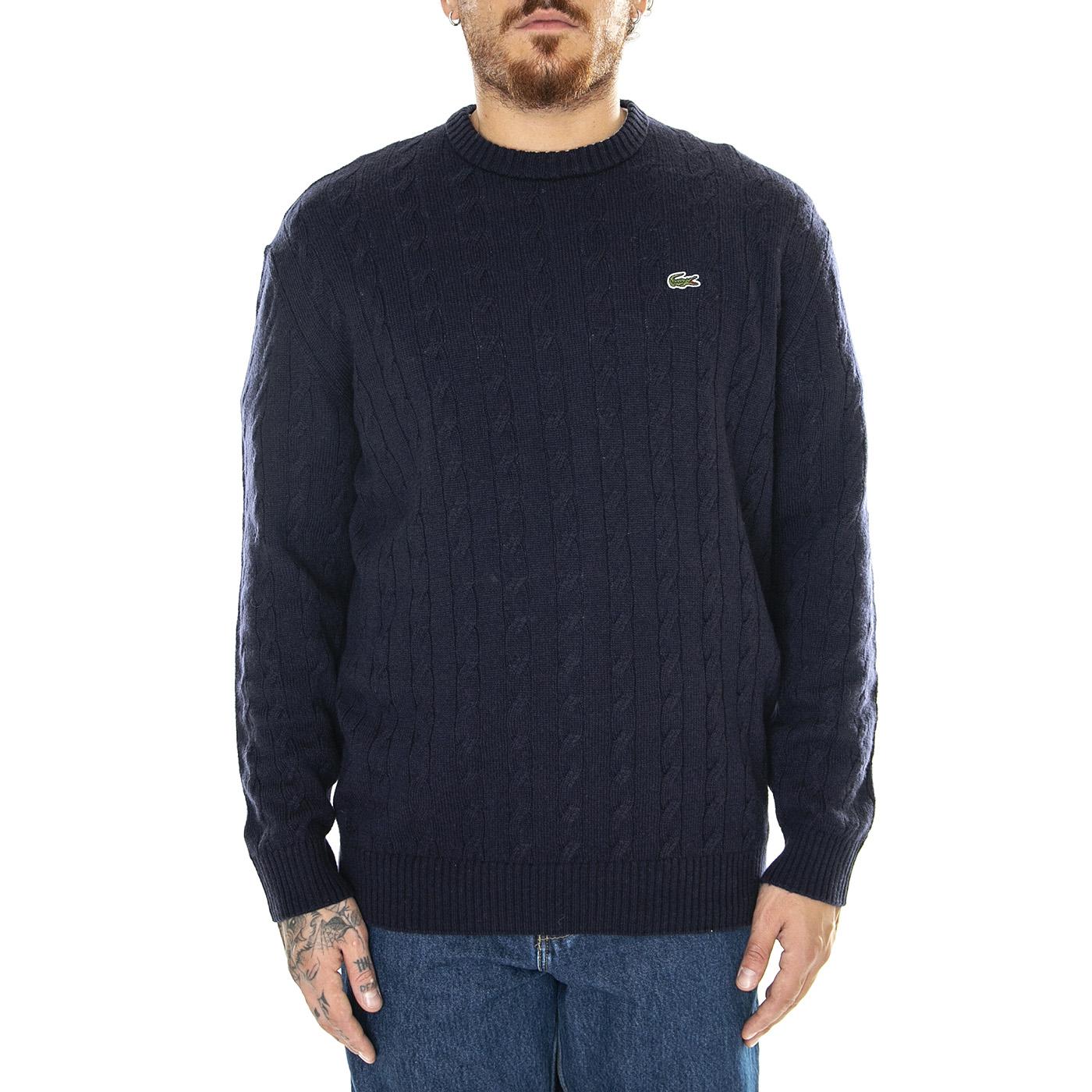 Pullover AH8566-166 Blue - Maglione Girocollo Uomo Blu AH8566-166  LACOSTE 