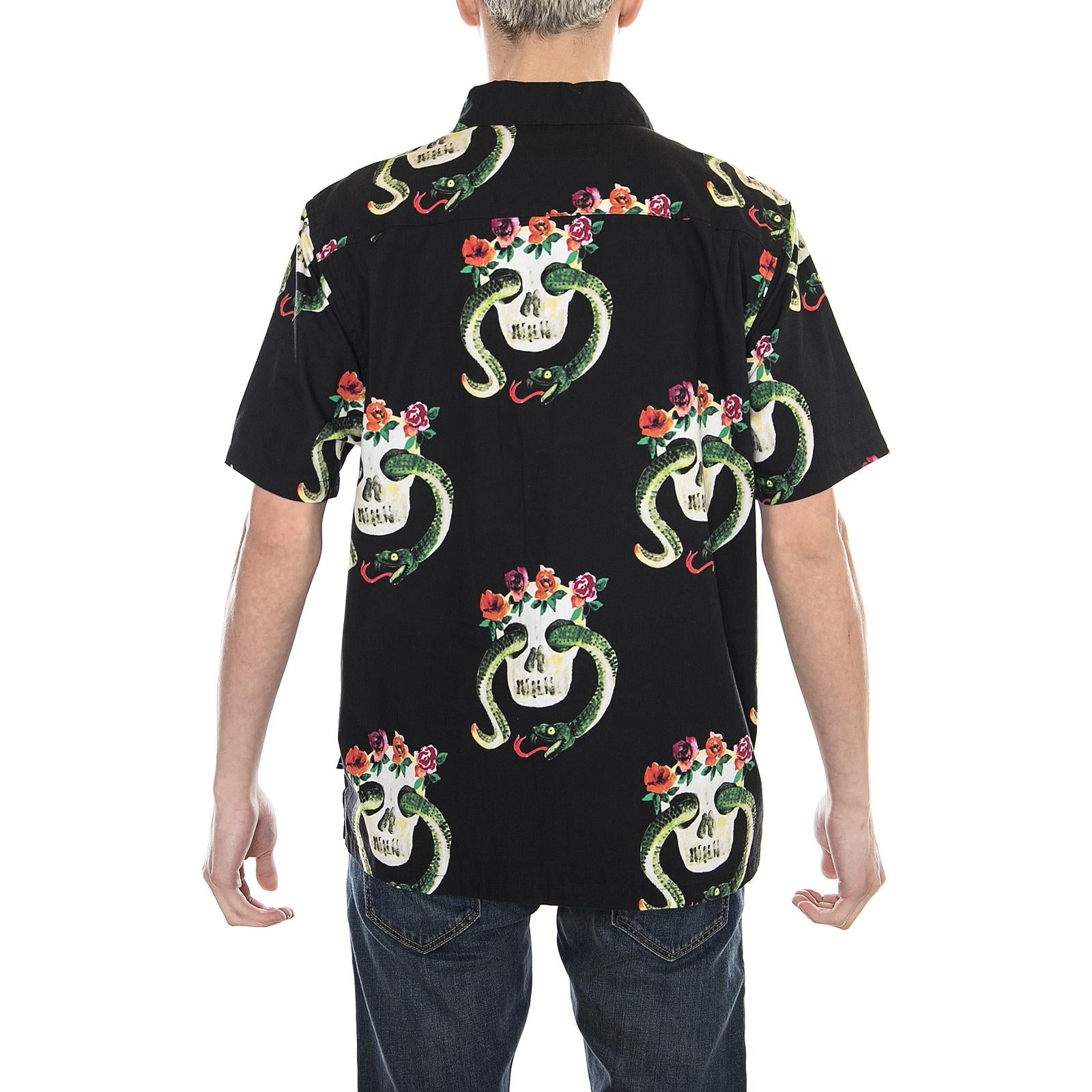 SKULL PATTERN SHIRT BLACK 111969-BLACK  STUSSY 