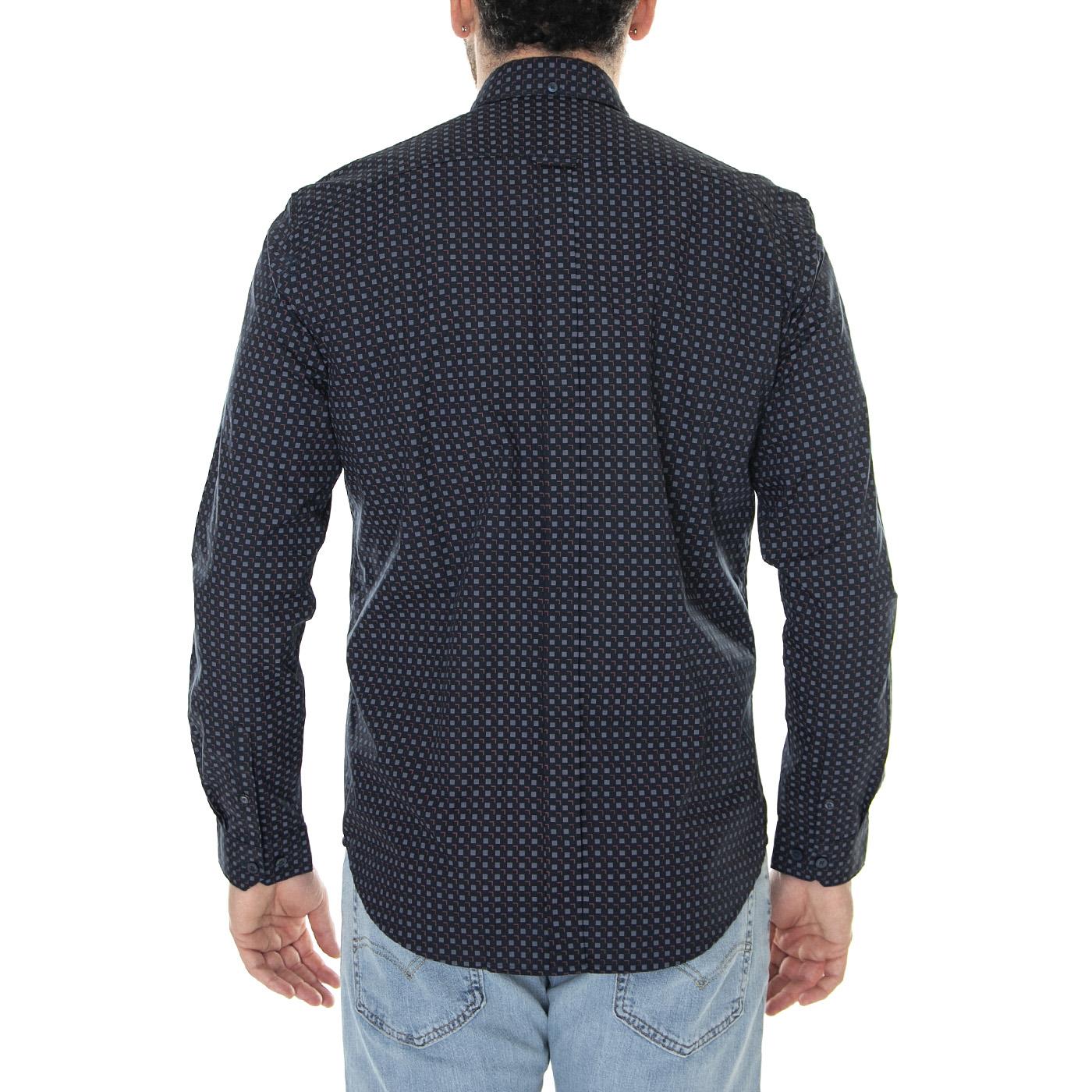 Scattered Square Print Shirt Midnight - Camicia Uomo Blu 61445-036  BEN SHERMAN 