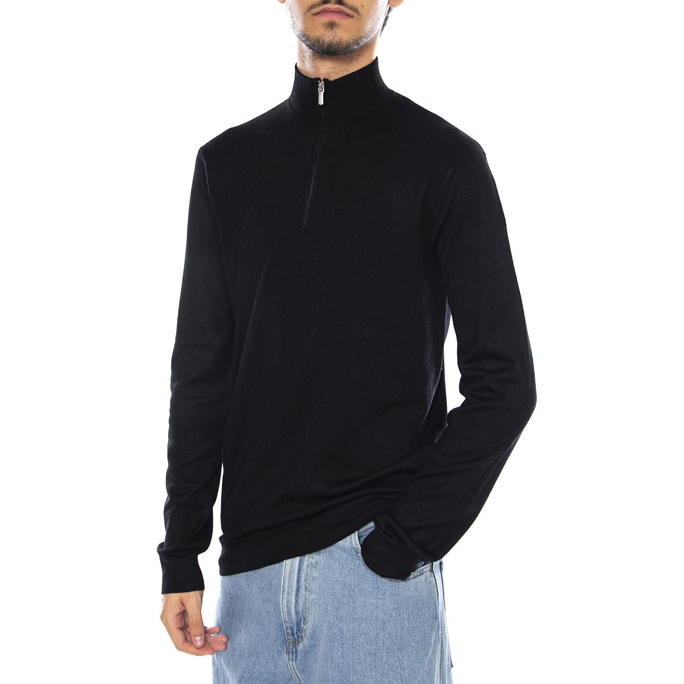 WYLER Life Reg 14 Half Zip Knit Noos Black - Maglione Collo Alto con Zip Uomo Nero 22021264-3766307  ONLY & SONS 