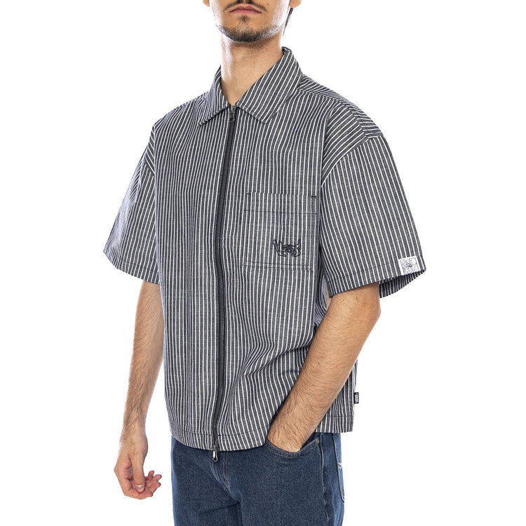 Raw Instinct Shirt Navy -- Camicia Maniche Corte con Zip Blu VN000R97 D3A1 VANS 
