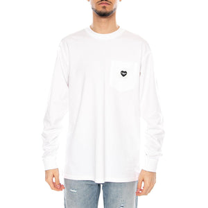 L/S Pocket Heart T-Shirt White / Black - Maglietta Girocollo Maniche Lunghe Uomo Bianca I035300.00AXX . CARHARTT WIP 