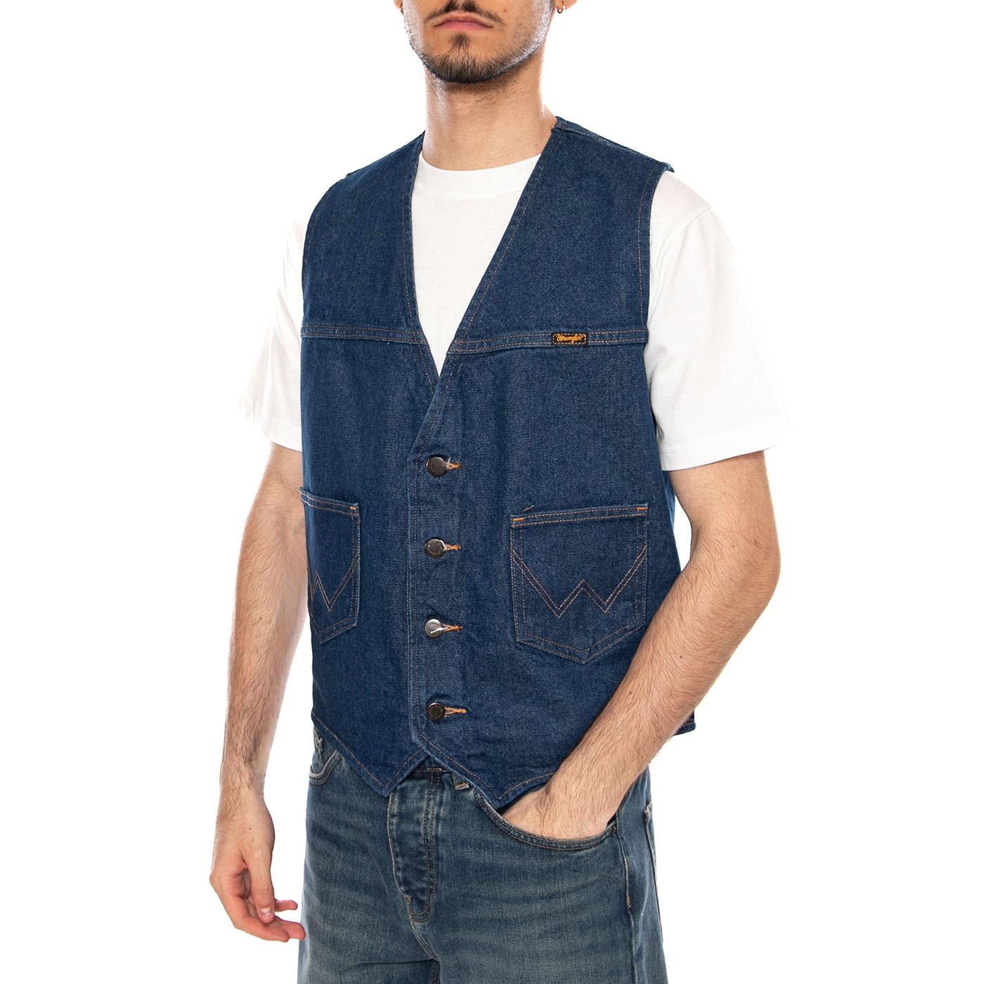COWBOY CUT VEST PREWASHED INDIGO - Gilet Denim Jeans Uomo Blu 112378789 BL WRANGLER 