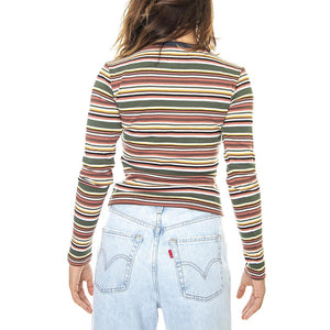 Crown Stripe Jersey L/S Top Brick - Maglietta Girocollo Maniche Lunghe Donna Multicolore WKN0060-BRICK  HUF 