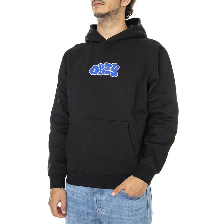 Scribbles Extra Heavy Hood Fleece Black - Felpa con Cappuccio Uomo Nera 112470172-BLK  OBEY 