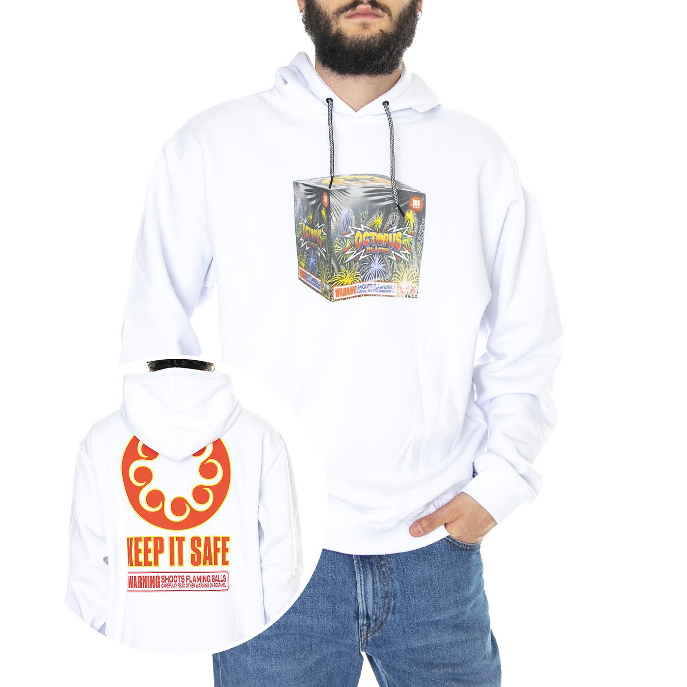 Blaster Hoodie White - Felpa con Cappuccio Uomo Bianca 22WOSH22-WHITE  OCTOPUS 