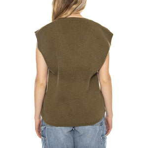 MD M Knitted Vests 119 Dark Khaki - Gilet Donna Verde Scuro 3.46.210.17 . MD'M 