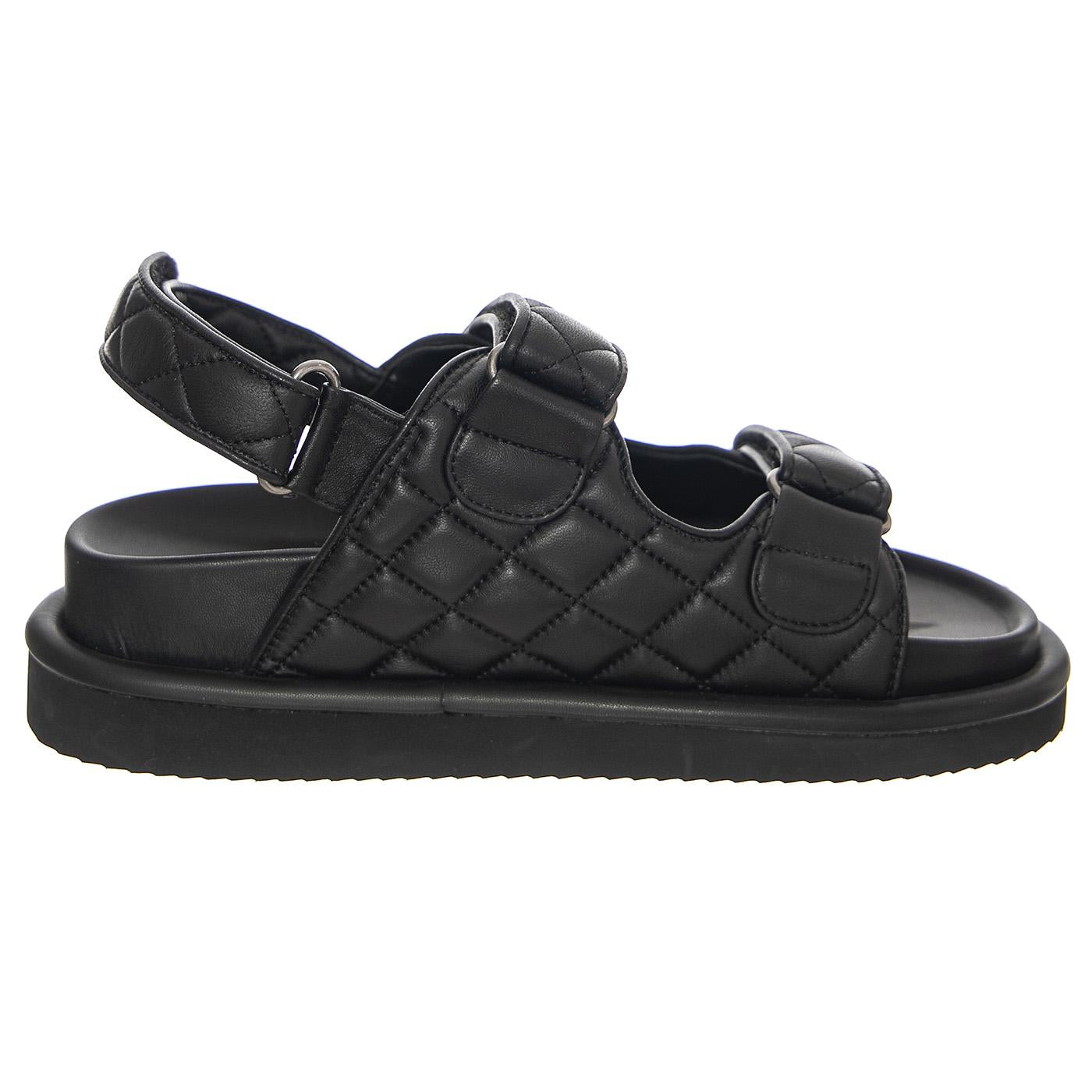 W' Orson Black Leather Summer Sandals - Sandali Donna Neri KG-3469600109  KURT GEIGER 