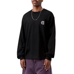 L/S MIND YOUR HEAD T-SHIRT BLACK - Maglietta Girocollo Maniche Lunghe Uomo Nera I035999 89XX CARHARTT WIP 