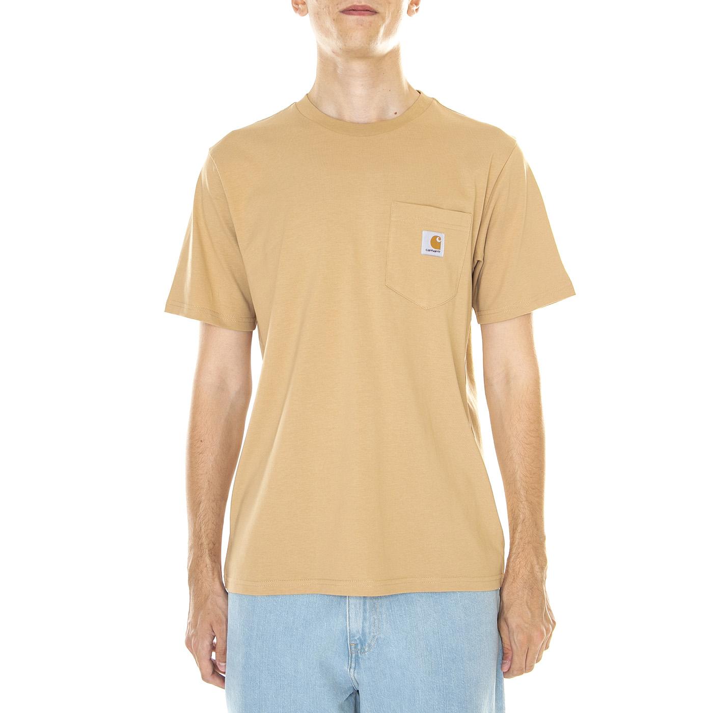 M' S/S Pocket T-Shirt Dusty Brown - Maglietta Girocollo Uomo Marrone I030434-160  CARHARTT WIP 