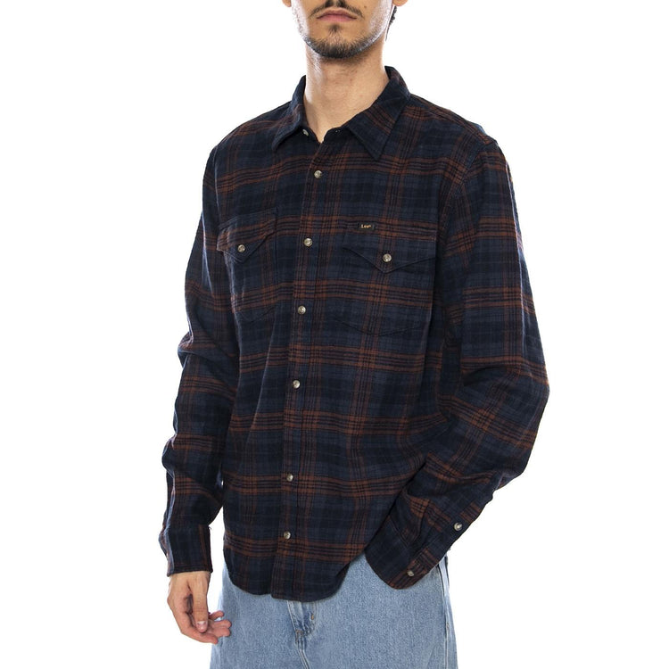 Clean Western Shirt Luxe Rivet Navy - Camicia a Quadri Uomo Blu / Multicolore 112371318  LEE 