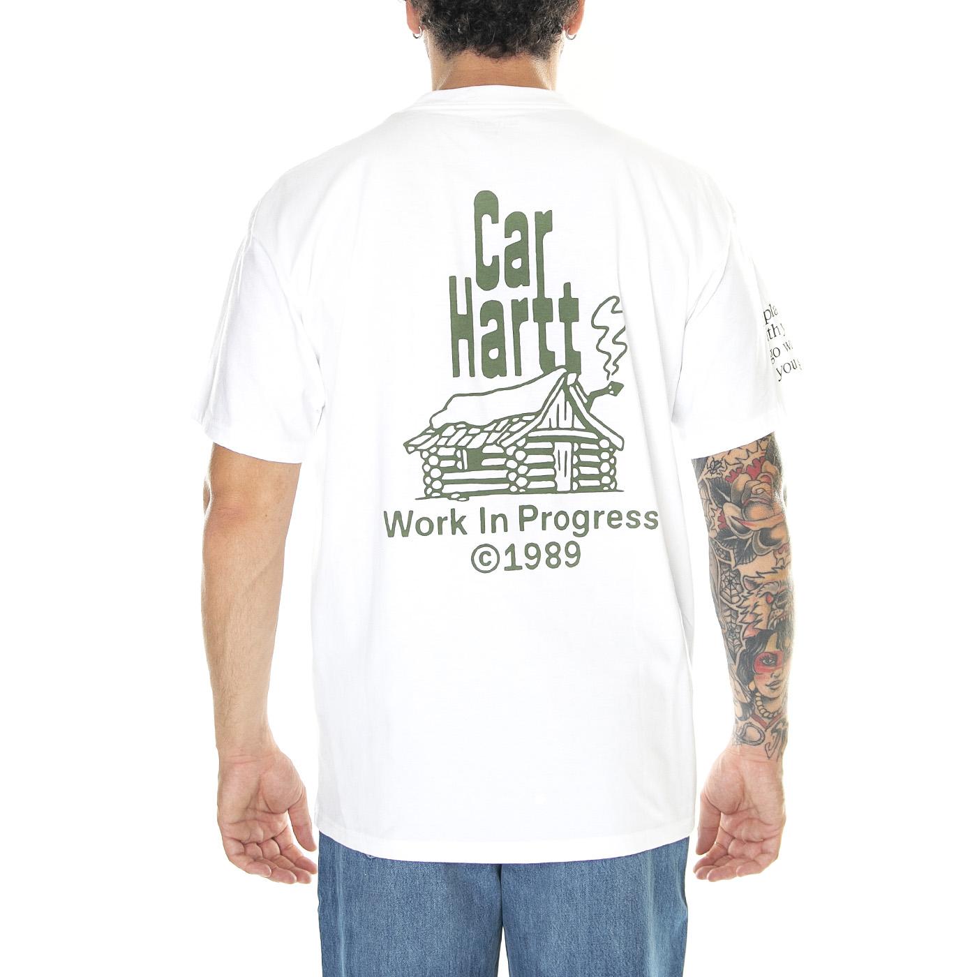 S/S Home T-Shirt White / Dollar Green - Maglietta Girocollo Uomo Bianca I032398.1LFXX  CARHARTT WIP 