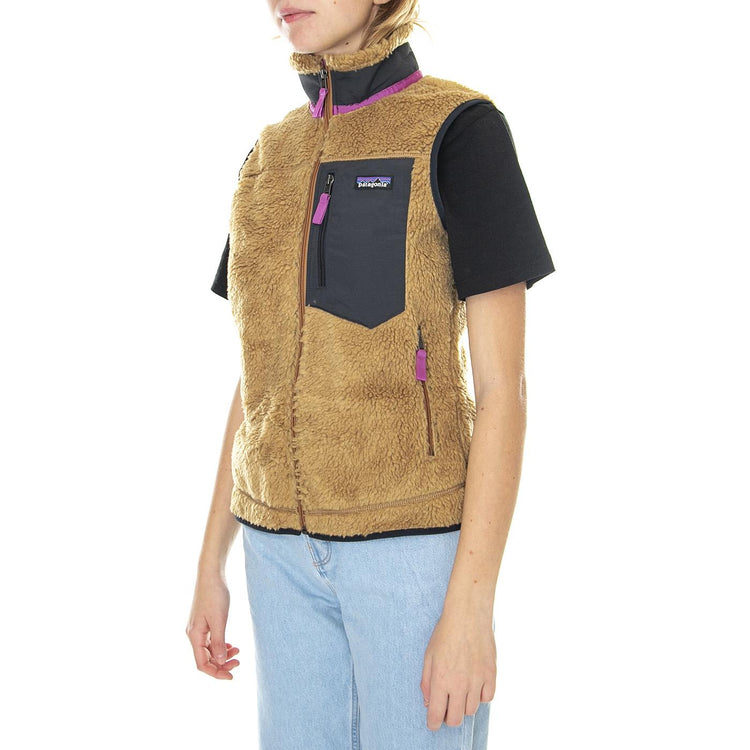 W's Classic Retro-X Vest Nest Brown w/Pitch Blue - Giacca Smanicata Invernale Donna Marrone 23083-NBPI  PATAGONIA 