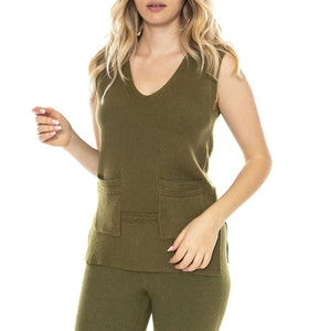 Knitted Vests 118 Khaki - Gilet Donna Khaki 3.46.690.12 . MD'M 