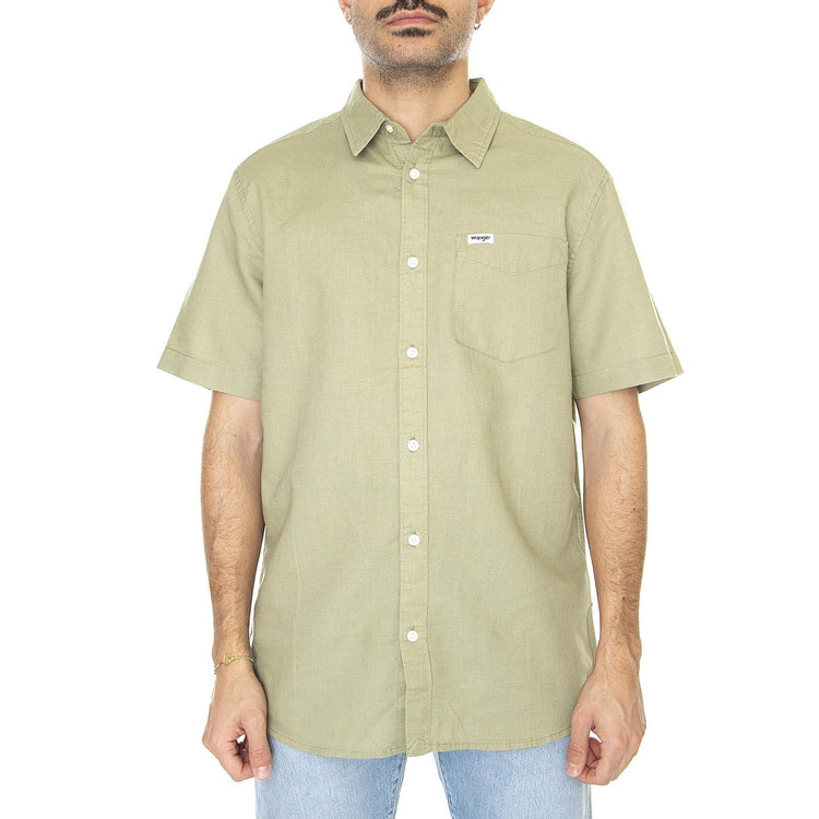 SS 1 Pocket Shirt Tea Leaf Green - Camicia Maniche Corte Uomo Verde W5K0LOG1  WRANGLER 
