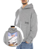 Starts And Stripes Grey Hoodie - Felpa con Cappuccio Uomo Grigia  Uomo CAT
