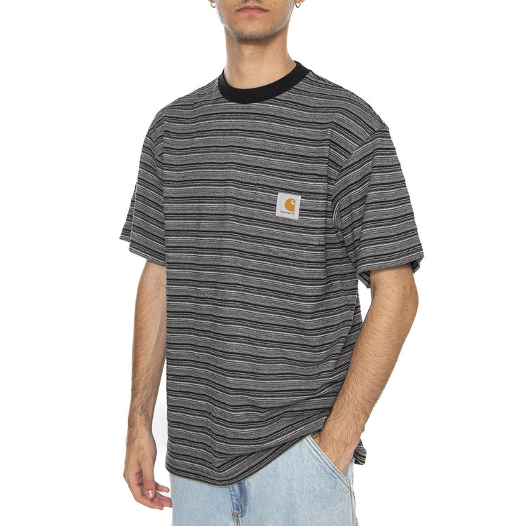 S/S Gellar Pocket T-Shirt Gellar Stripe, Black - Maglietta Girocollo Uomo Nera I035141.30HXX . CARHARTT WIP 