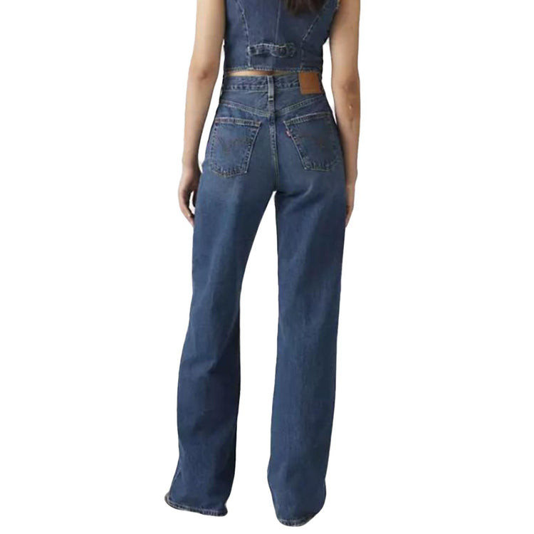 RIBCAGE WIDE LEG POLAR PERIMETER - Pantaloni Denim Jeans a Zampa Donna Blu A6081 0012 LEVIS 