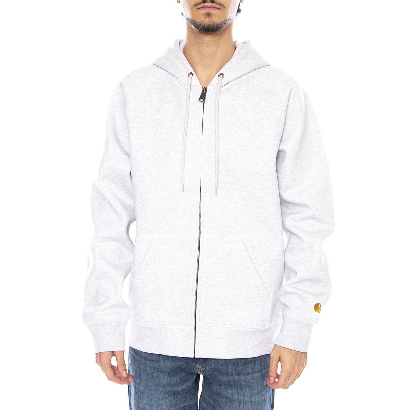 Hooded Chase Jacket Ash Heather / Gold - Felpa con Cappuccio Uomo Grigia I033664.00JXX  CARHARTT WIP 