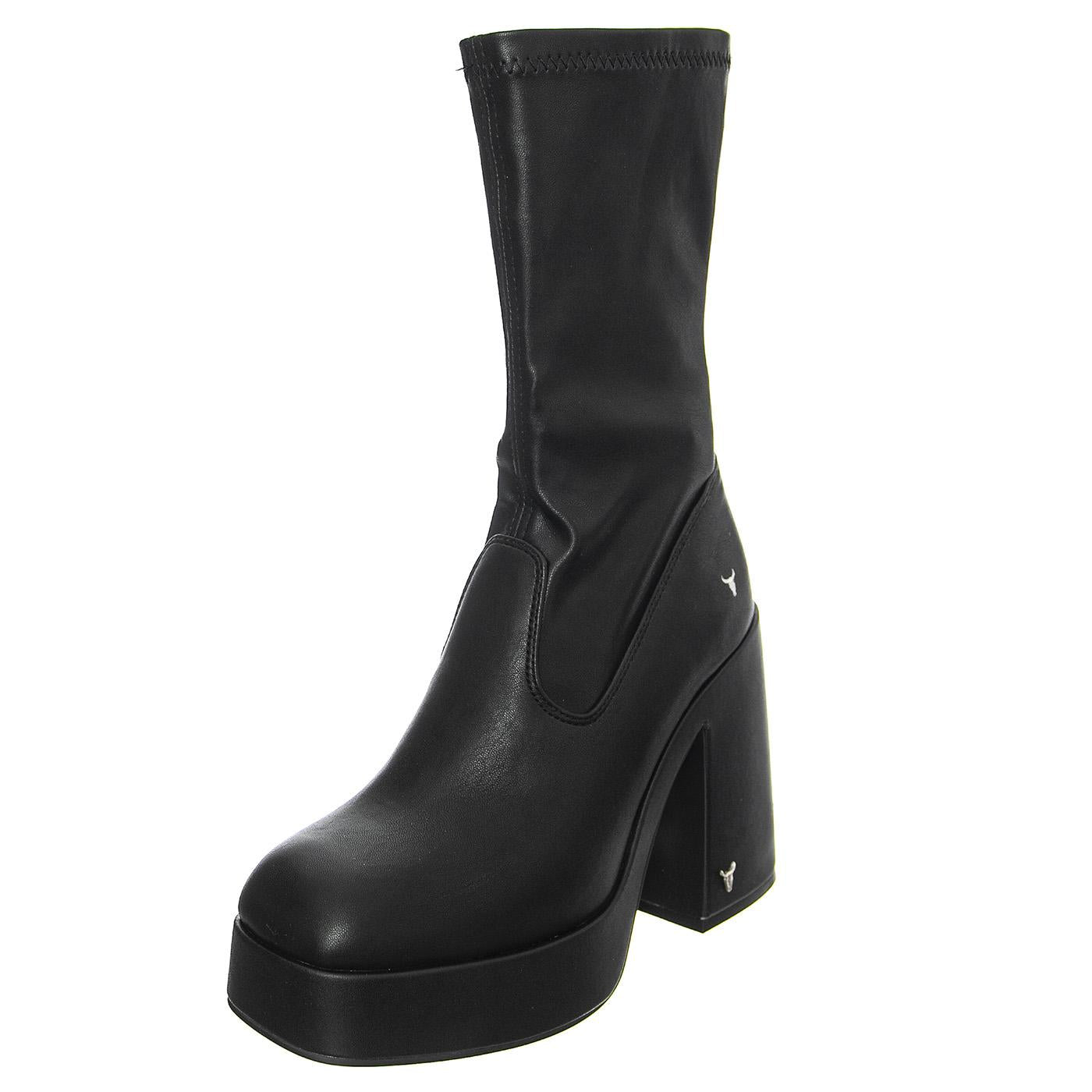 Hidden Black Stretch Pu - Stivali Donna Neri WSSHIDDEN-BLK . WINDSOR SMITH 