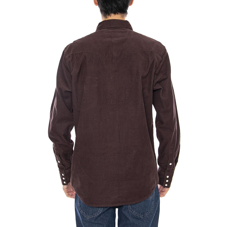 Western Cord Shirt Mahogany - Camicia in Velluto Uomo Marrone 112371428 . WRANGLER 