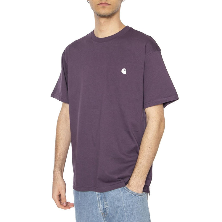S/S Madison T-Shirt Huckleberry / White - Maglietta Girocollo Uomo Viola I033000.2RPXX  CARHARTT WIP 