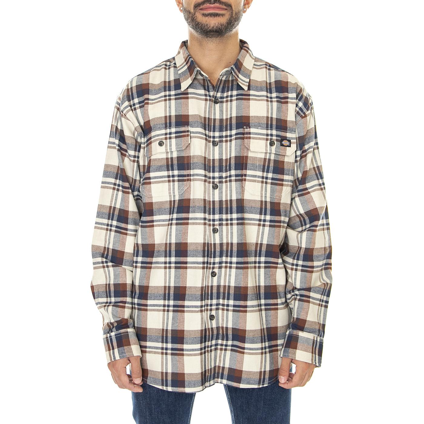 Flex Flannel L/S Shirt Pelican / Ink - Camicia Uomo in Flanella Multicolore DK0A4XU6C711  DICKIES 