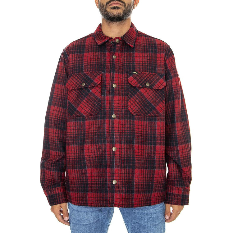 101 Wool Overshirt Salsa-L93BCFDG - Camicia Uomo Rossa / Multicolore 112322531  LEE 
