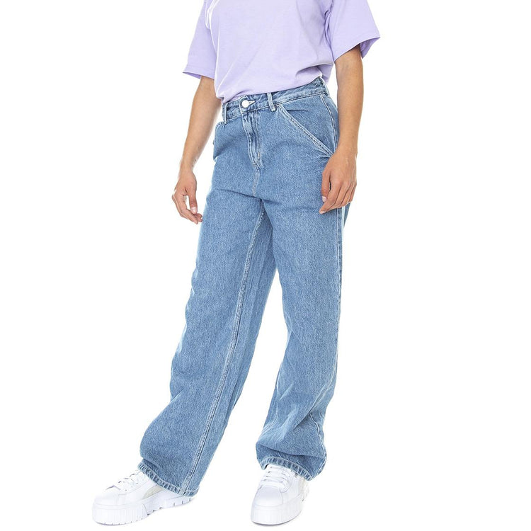 W' Simple Pant Heavy Stone Wash - Pantaloni Denim Jeans Donna Blu I030486-0160  CARHARTT WIP 
