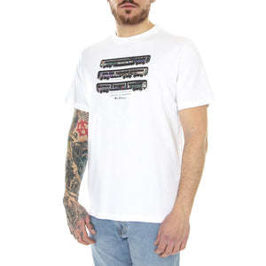 Train Stack Tee White - Maglietta Girocollo Uomo Bianca 65584-010  BEN SHERMAN 