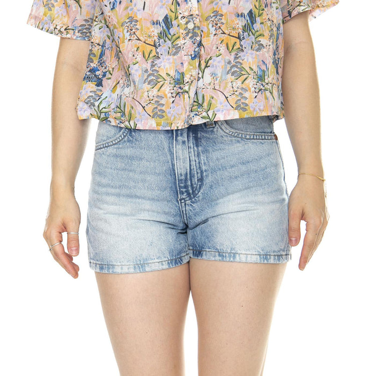 Cowboy Short 3 Inch Stuntman Blue - Pantaloncini Denim Jeans Donna Blu 112351074  WRANGLER 