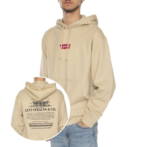 Relaxed Graphic PO Badge Batwing White P Neutral - Felpa con Cappuccio Uomo Beige 38479-0423 . LEVIS 