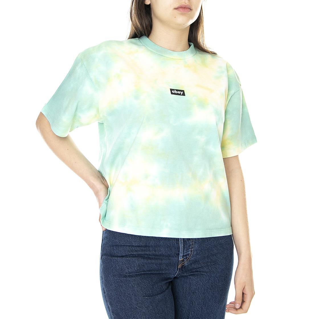 Womens Obet Tag Custom Crop Tie Dye Cucumber / Silk Soft & Cloudy T-Shirt 267711986-CUB  OBEY 