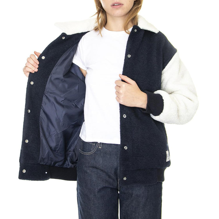 Elongated Varsity Jacket Navy-L55IEX35 - Giacca Invernale Donna Blu / Bianca 112320682  LEE 
