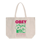Obey Art Studio Flowers Tote Bag Natural - Borsa Tote Shopping Bag Bianca  ACCESSORI OBEY