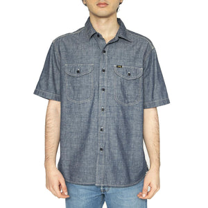 101 SS Worker Shirt Rinse Chambray - Camicia Maniche Corte Uomo Blu 112364203  LEE 