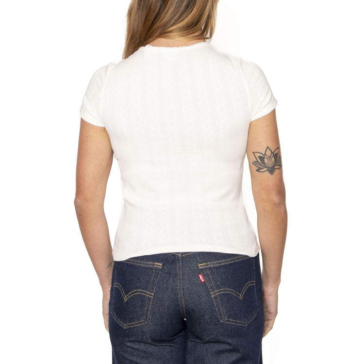 Dry Goods Pointelle Tee Gardenia - Maglietta Donna Bianca 001I8-0000 . LEVIS 