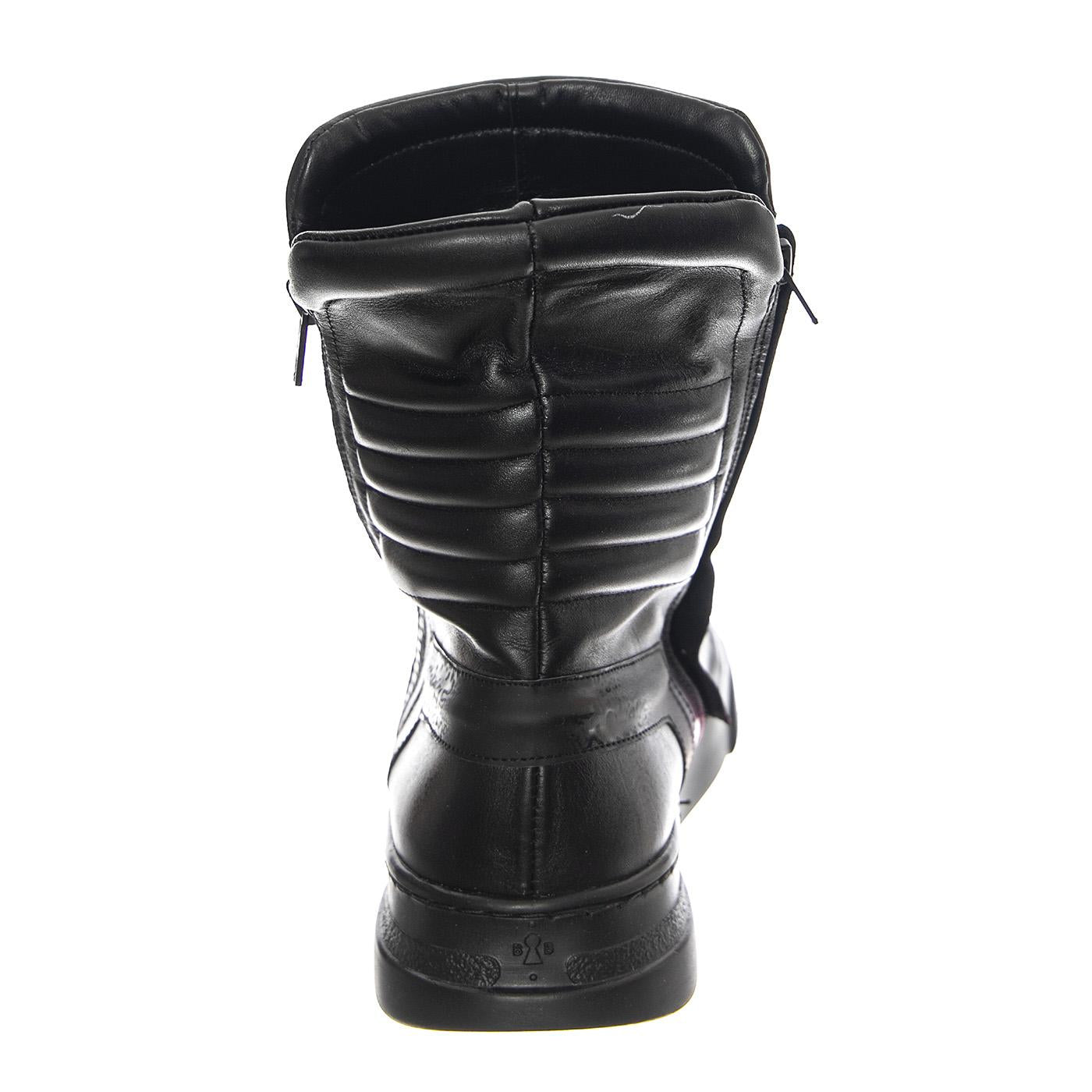 M' Moto Nappa Black / Fuchsia Black Sole - Stivali Uomo Neri / Viola BOMMOTO-NAPPA.BKFUC  BRUNO BORDESE 