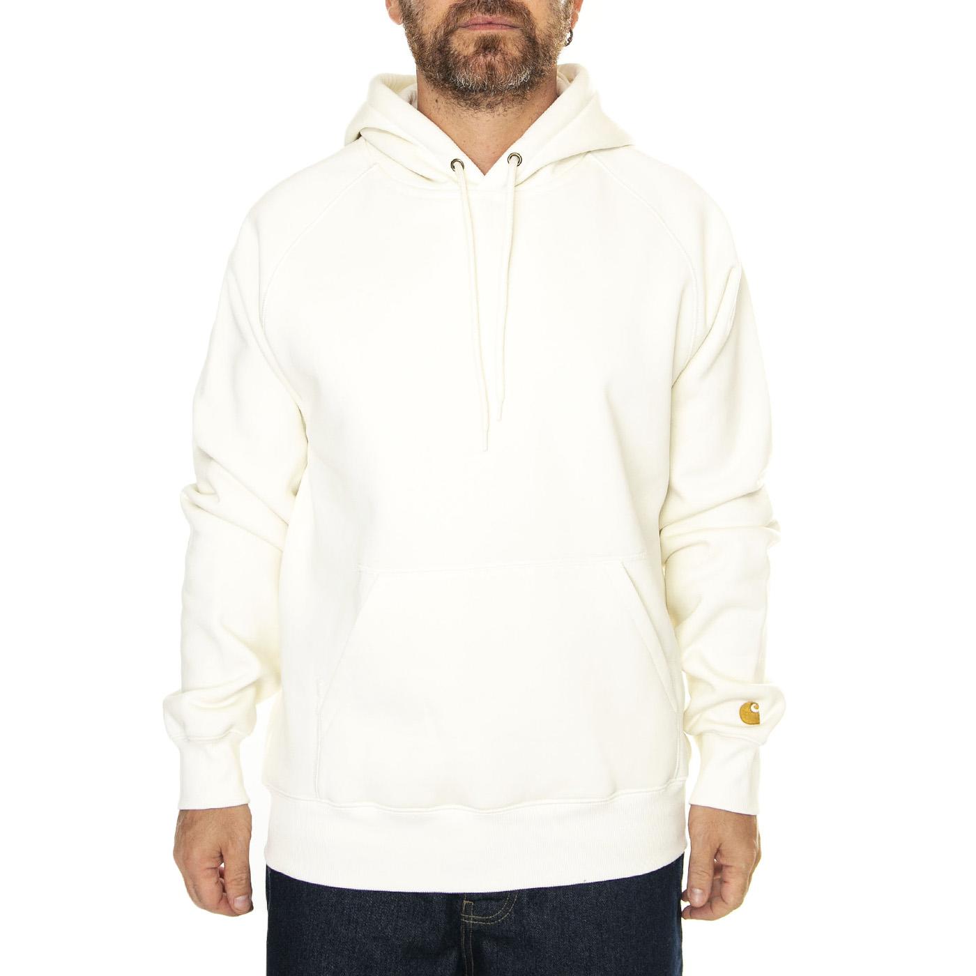 Hooded Chase Sweat Wax / Gold - Felpa con Cappuccio Uomo Bianca I033661.0SHXX  CARHARTT WIP 