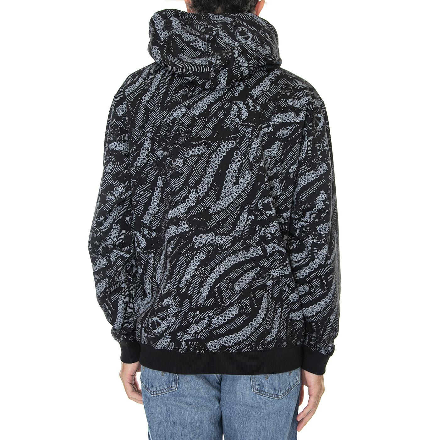 Deco Hoodie Black - Felpa con Cappuccio Uomo Nera / Multicolore 22WOSH09-BLACK  OCTOPUS 
