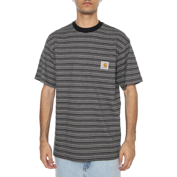 S/S Gellar Pocket T-Shirt Gellar Stripe, Black - Maglietta Girocollo Uomo Nera I035141.30HXX . CARHARTT WIP 