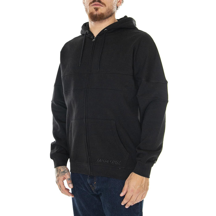 M' Tonal Strip Panel Zip Hood Black - Felpa con Cappuccio Uomo Nera Tonal Strip Panel Zip Hood Black  SANTA CRUZ 