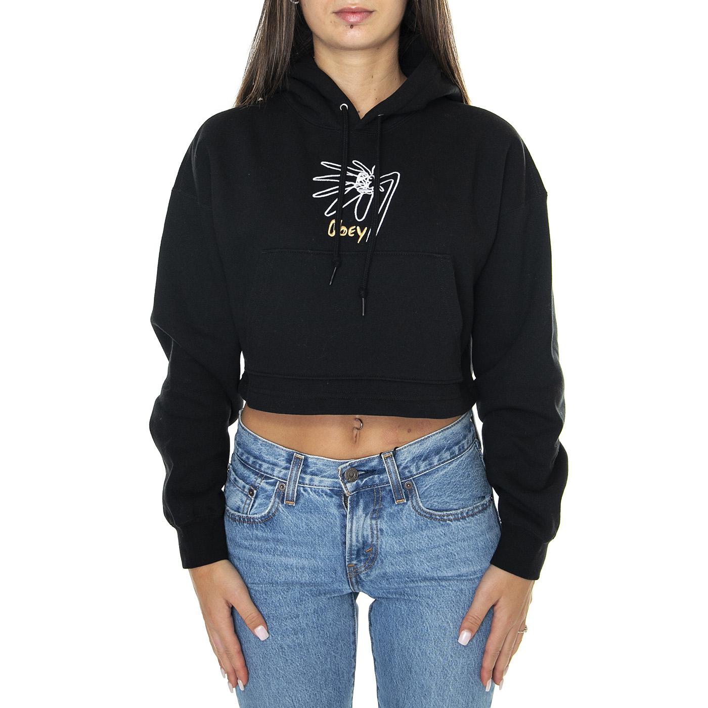 Obey Willow Baby Hood Fleece Black - Felpa con Cappuccio Donna Nera 211610135-BLK  OBEY 