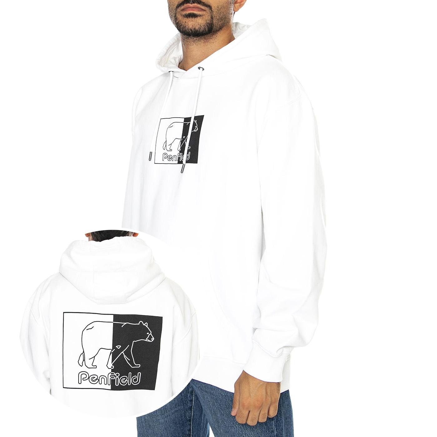 Inverted Bear Hood Bright White - Felpa con Cappuccio Uomo Bianca PFD0327-002  PENFIELD 