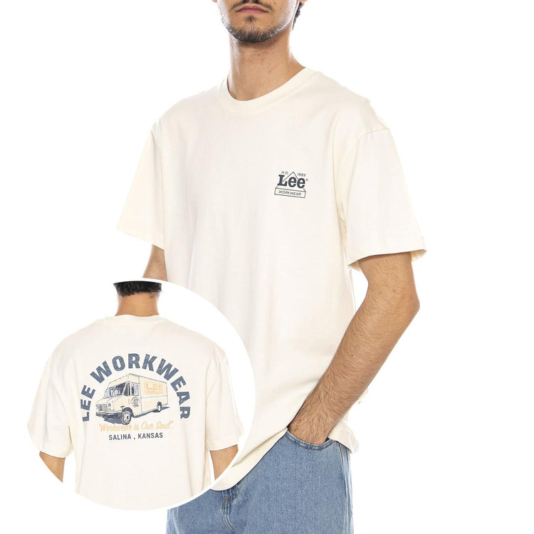 WW Graphic Tee Ecru - Maglietta Girocollo Uomo Panna 112370482 . LEE 