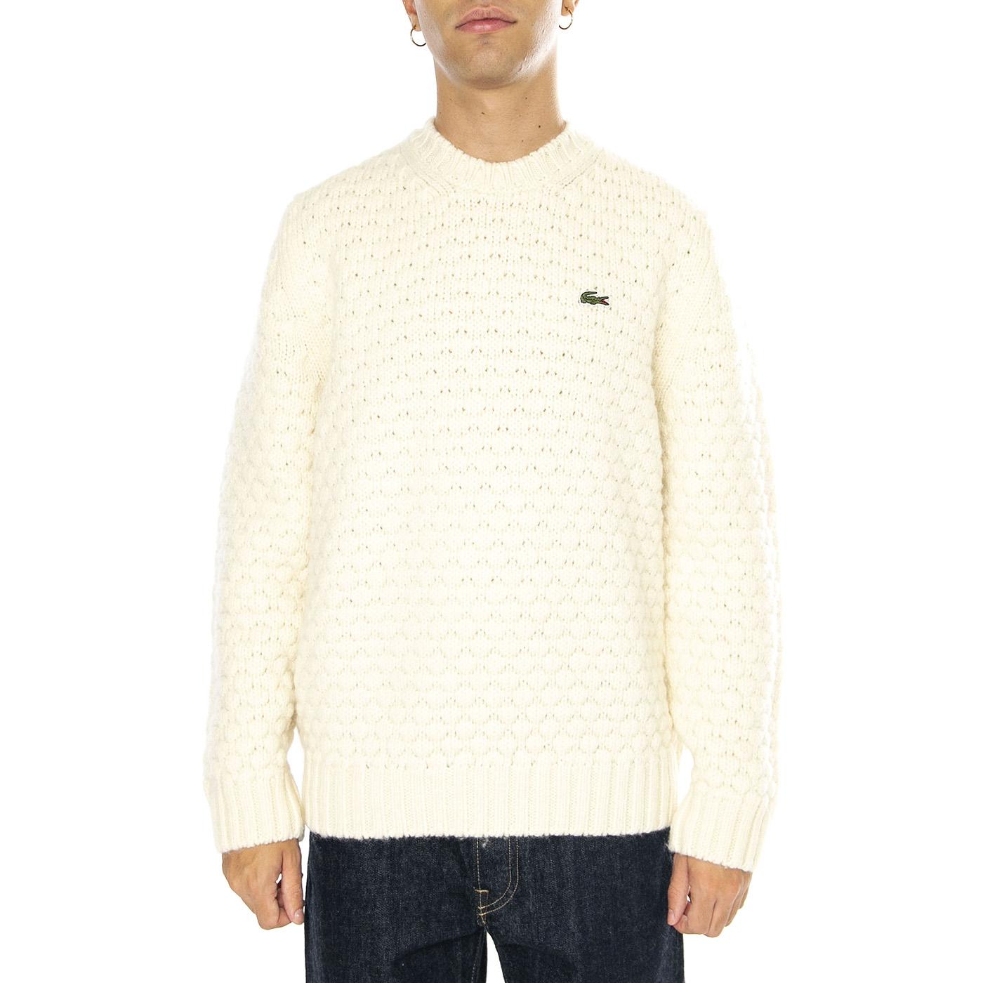 Pullover AH3223-XFJ White - Maglione Girocollo Uomo Bianco AH3223-XFJ  LACOSTE 