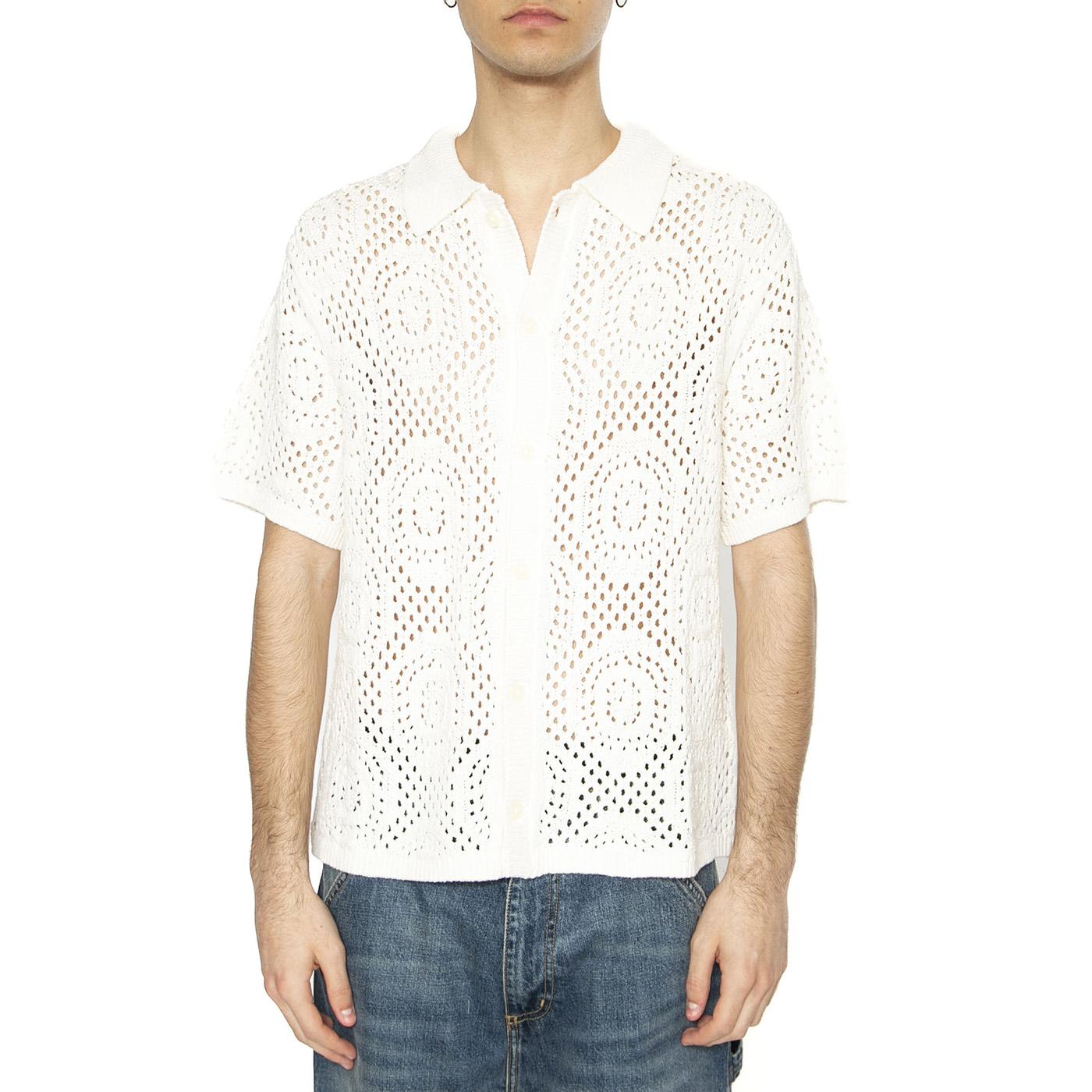 Sweater Camp Shirt Pointelle Crochjet Egret - Camicia Maniche Corte Uomo Bianca 0013G-0000 . LEVIS 